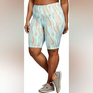 Ideology Women's Aqua and Tan Patterned Bike Shorts
